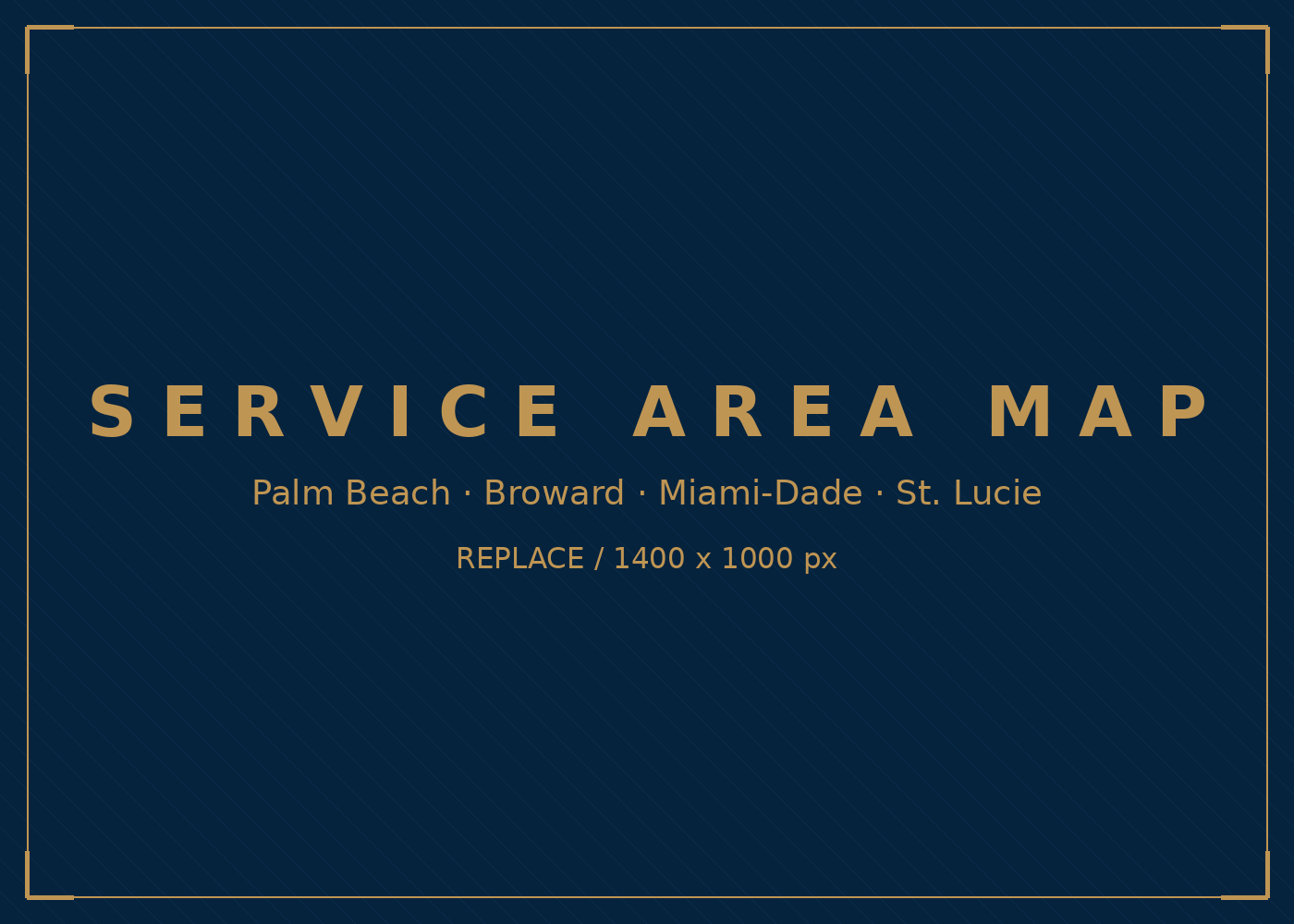 Map of the Clear Stamp Notary service area across Palm Beach, Broward, Miami-Dade and St. Lucie counties